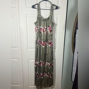 Banana Republic Green and Pink Floral Maxi Dress